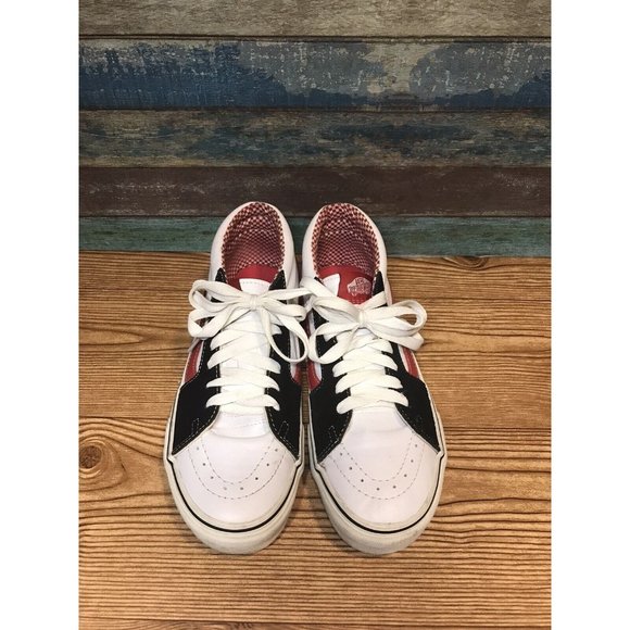 vans sk8 hi white black red checkered inner mens 10.5 Shoes Retro Classic Look - Picture 7 of 11